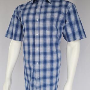 Men's Blue White Plaid Shirt 16