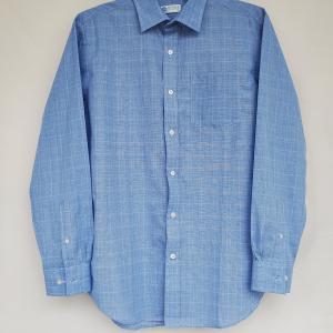 Boy's Medium Blue Plaid Dress Shirt 34