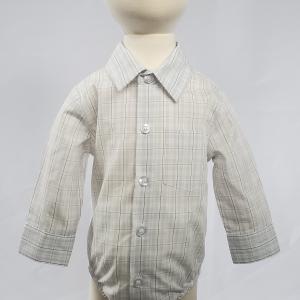 Baby Gray White Plaid Onesie Shirt 6