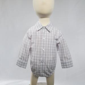 Baby White and Gray Plaid Onesie Shirt 7