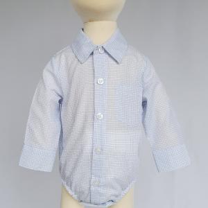 Baby Blue and White Plaid Onesie Shirt 2