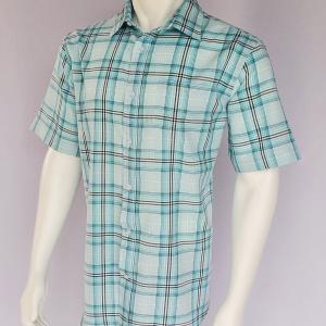 Men's Teal Gray Plaid Casual Shirt 2