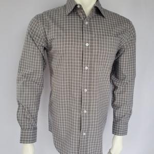 Men's Gray White Plaid Casual Shirt 19