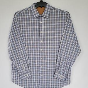 Boy's Gray and Blue Plaid Dress Shirt 12