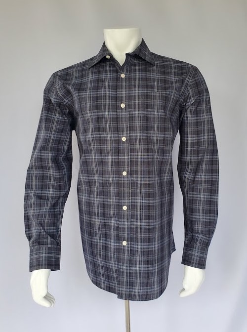 Men's Long Sleeve Black Plaid Casual Shirt - Akashi Collection