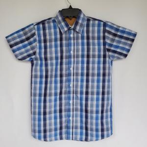 Boy's Navy, Blue, and Gray Plaid Casual Shirt 22