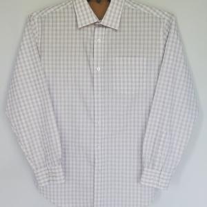 Boy's White and Gray Plaid Dress Shirt 45