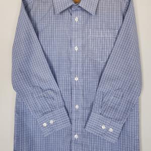Boy's Blue and White Plaid Dress Shirt 30